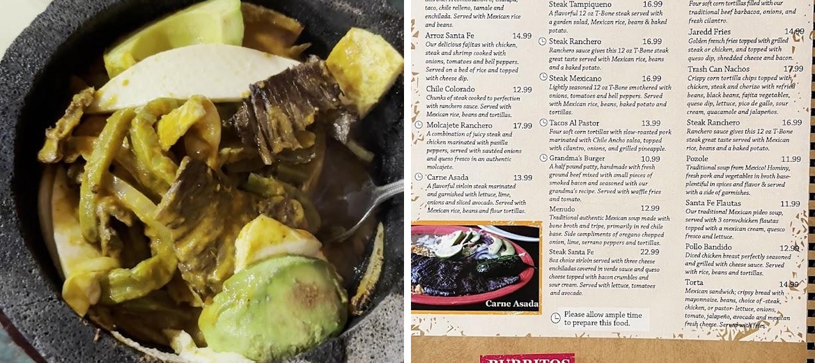 santa fe mexican grill Menu