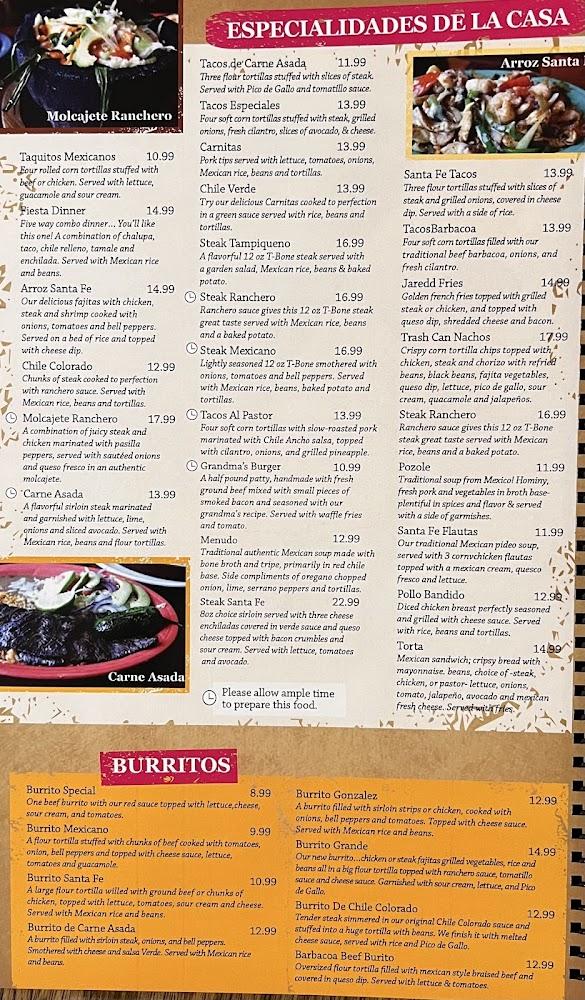 santa fe mexican grill Menu image 1